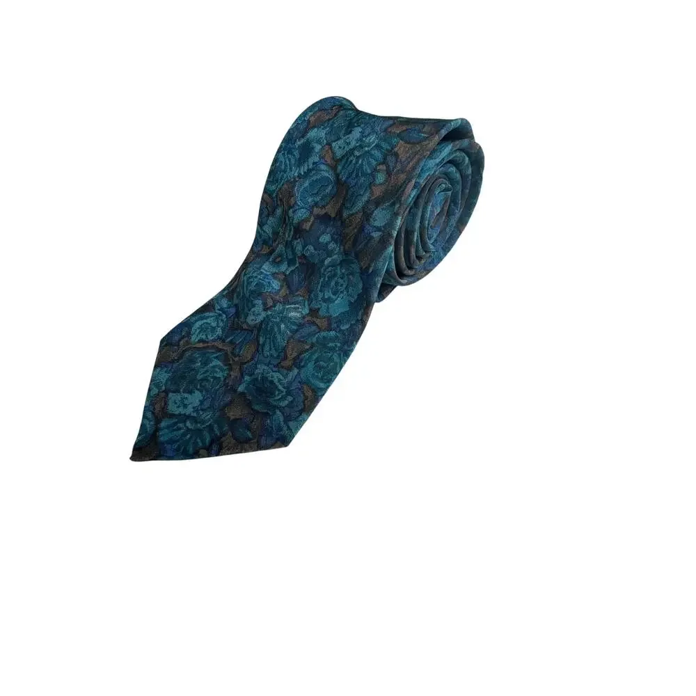 Geoffrey Beene 100% Silk Tie Blue Green Abstract Pattern Made in Italy‎ Vintage